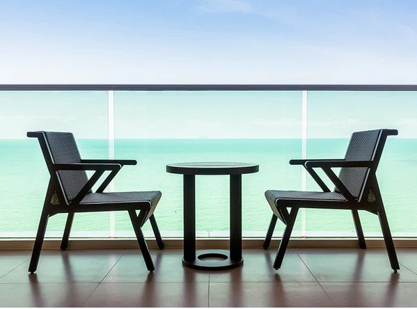 patio furniture into a small outdoor space