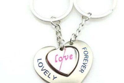 Heart-to-heart Connected Couple Keychain Pendant