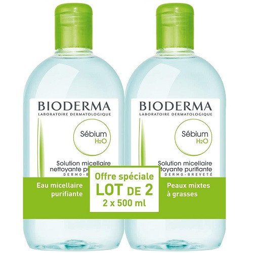 Bioderma Sebium H2O Micelle Solution, 2 x 500 ml