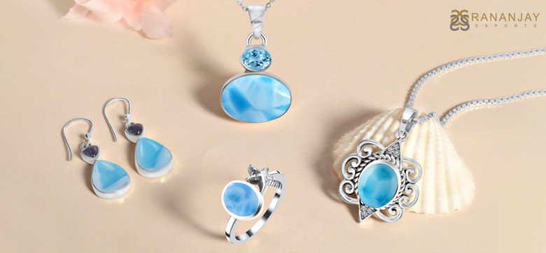 Stunning 925 Sterling Silver Larimar Gemstone Handmade Jewelry at Rananjay Exports