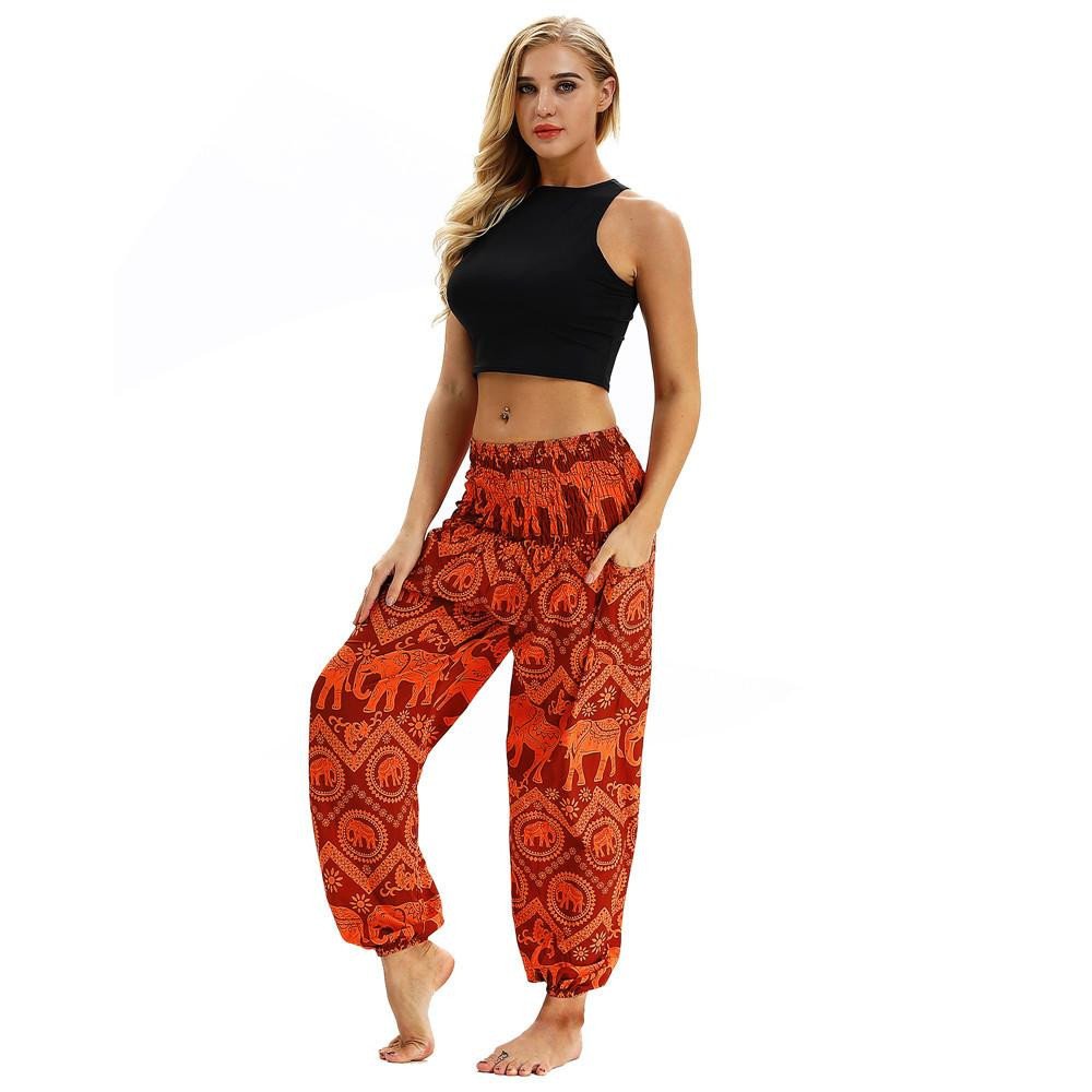 red harem trousers