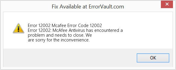 How Do I Resolve Mcafee Antivirus Error Code 12002?