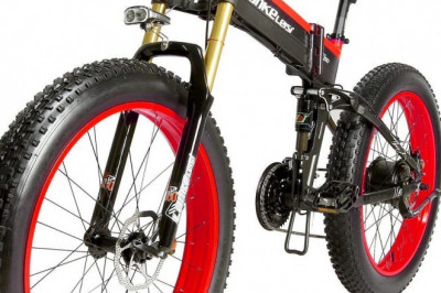 Buy Online LANKELEISI T750PLUS 26" Fat Wheel Full Suspension Folding Electric Mountain Bicycle